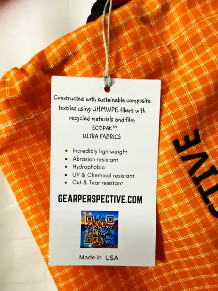 Gear Perspective ultralight rope bag hang tag