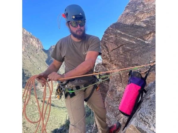 Austin pink 1E ECOPAK ultralight rope bag for canyoneering in pink